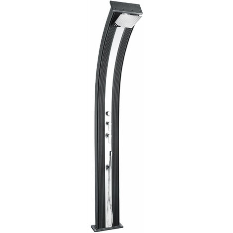 Doccia Solare Ibrida da Giardino 40L Miscelatore e Doccetta Lavapiedi Antracite/Inox
