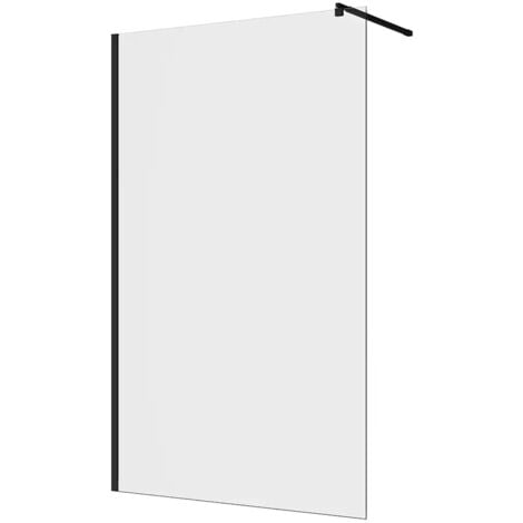 PARAMA Doccia Walk-in 140 cm Profili in Alluminio Nero Opaco Vetro 8mm Trasparente con Trattamento Anticalcare h200 Regolabile 138-140cm - Reversibile Mod. Keros