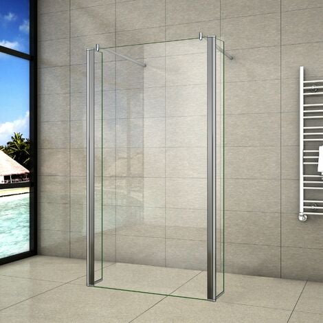 200 cm Walk In Parete Per Doccia Vetro Trasparente Anticalcare con Doppia Paretina Mobile e Doppia Barra Stabilizzatrice