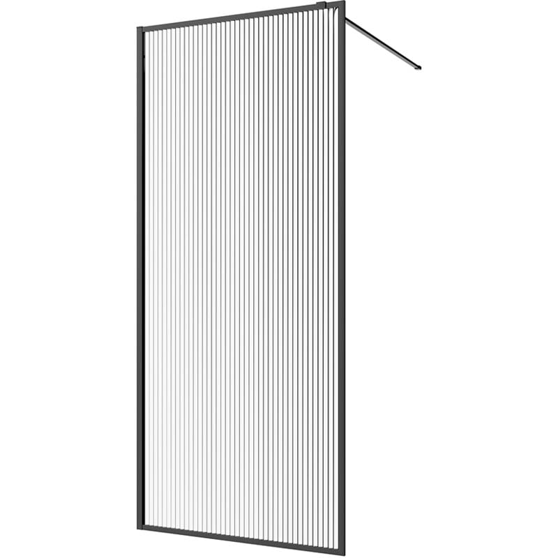 Parama - Douche de plain-pied Full Frame 110 cm Profilés en aluminium Verre teinté noir avec traitement anti-calcaire h200 - Mod. réversible Rodi