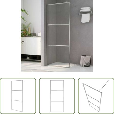 Doccia walk-in -  Parete per Doccia Walk-in in Vetro Trasparente ESG 80x195 cm