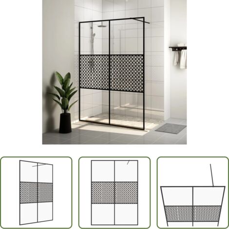 Doccia walk-in -  Parete per Doccia Walk-in Vetro Trasparente ESG 140x195cm Nera