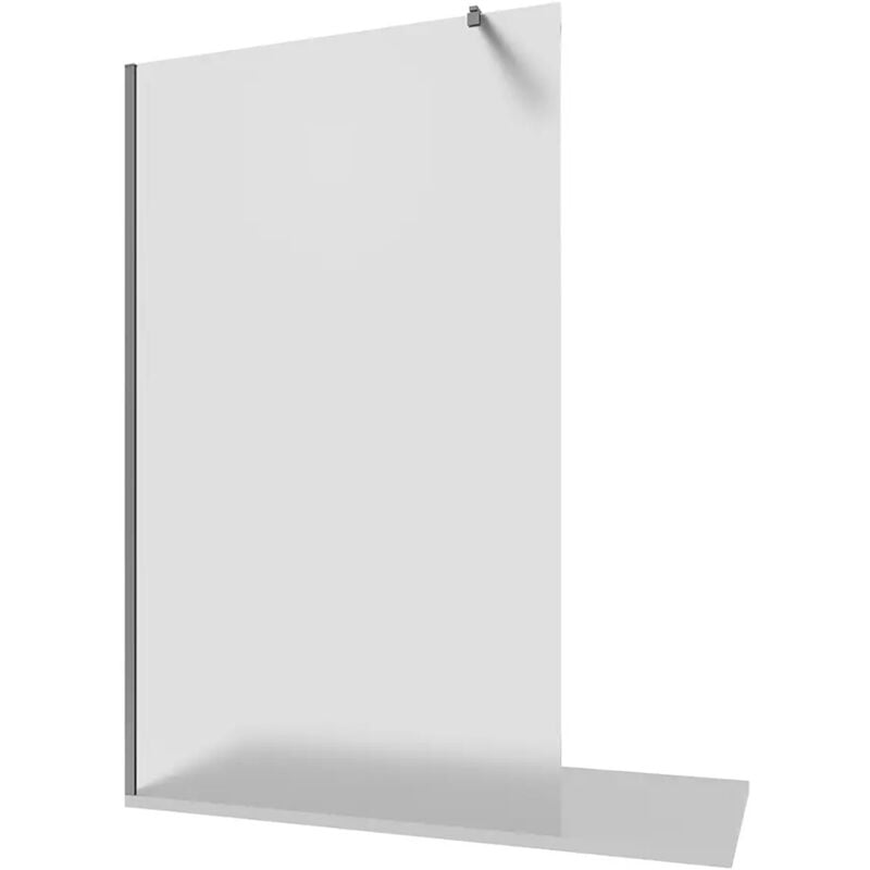 Douche à l'italienne 80cm Profilés en aluminium chromé Verre opaque 10mm avec traitement anticalcaire h 200 - Réversible Mod. Naxos