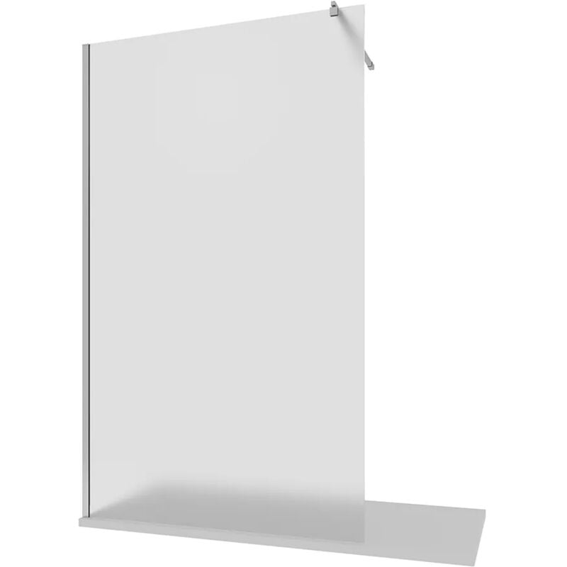 Douche de plain-pied 100 cm Profilés en aluminium chromé Verre opaque 8mm avec traitement anti-calcaire h200 Réglable 98-100cm - Réversible Mod. Keros