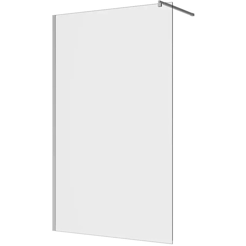 Douche de plain-pied 130 cm Profilés en aluminium chromé Verre transparent 8mm avec traitement anti-calcaire h200 Réglable 128-130cm - Réversible