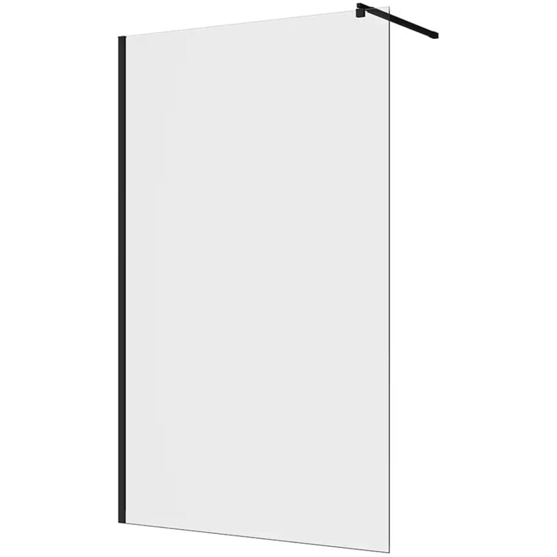 Douche à l'italienne 80 cm Profilés Aluminium Noir Mat Verre transparent 8mm avec traitement anti-calcaire h200 Réglable 78-80cm - Réversible Mod.