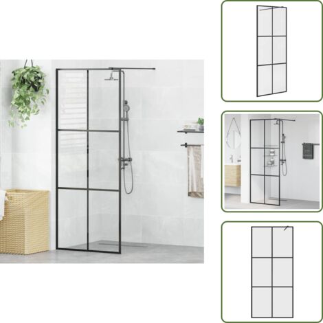 Doccia walk-in - vidaXL Parete Doccia Walk-in in Vetro Trasparente ESG Nera 80x195 cm - Parete doccia moderna