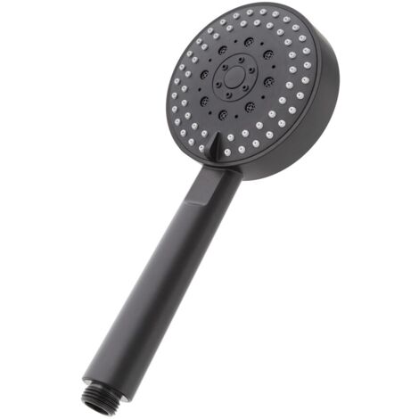 Doccino tondo 25,5cm nero opaco multigetto a getti concentrici in ABS anticalcare Hidra