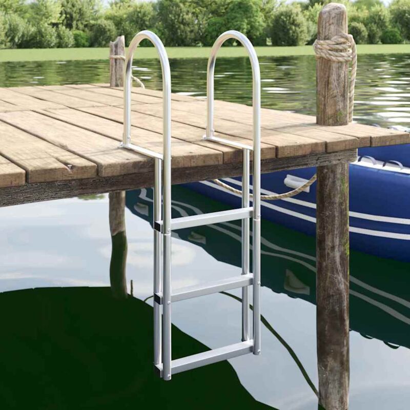 3-step Dock Ladder Silver 45 X 11.5 X 134 Cm Aluminum Vidaxl