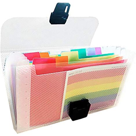 Document Organizer Rainbow Multicolor Plastic Expanding Sorter Small Portable A6 Expandable 13 Pockets Accordion Sorter Document Folder Briefcase