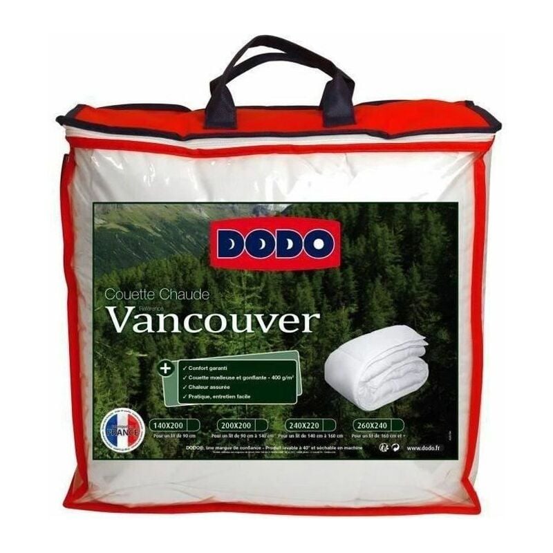 Couette chaude Vancouver - 220 x 240 cm - 400gr/m≤ - Blanc Dodo
