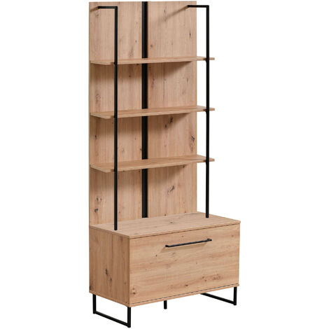 DODO - libreria moderna colore rovere con 4 mensole e un'anta