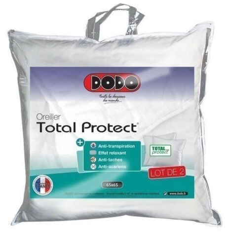 DODO Lot de 2 oreillers Total Protect 65x65 cm blanc