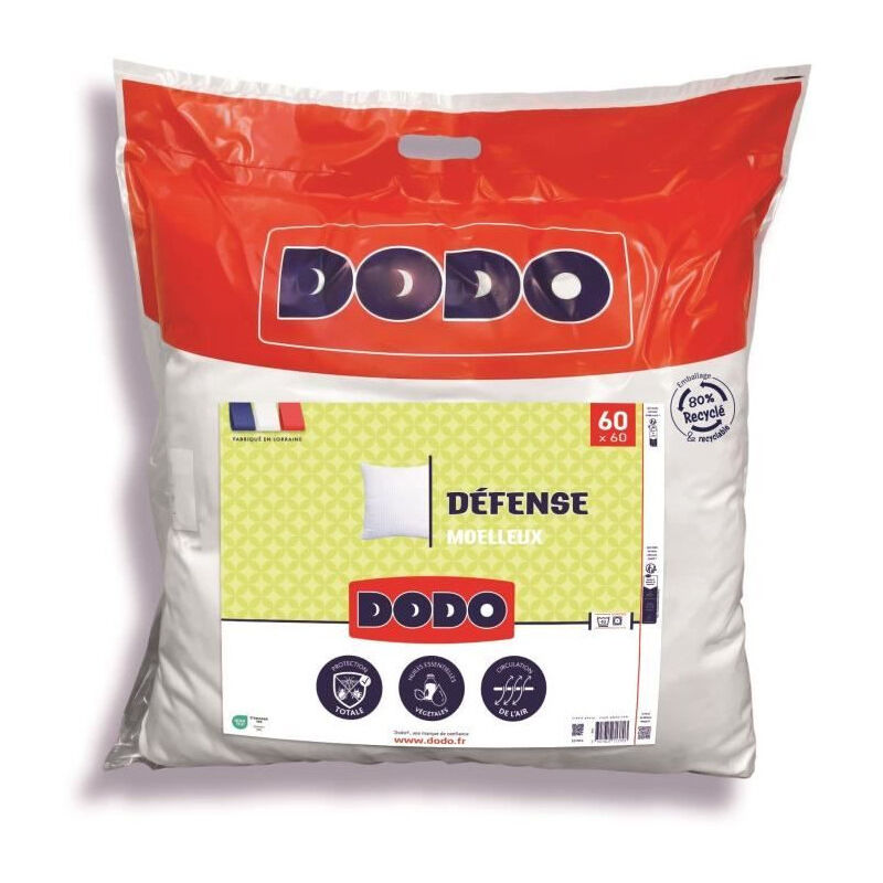 Oreiller defense - 60 x 60 cm - 100% Polyester volupt'air - Blanc - Dodo