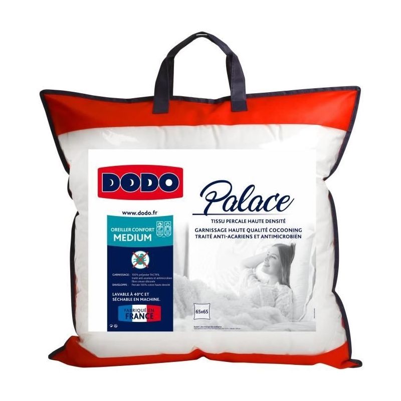 Dodo - oreiller percale anti-acariens palace - 65 x 65 cm