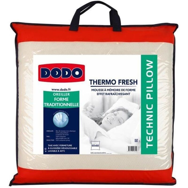 Dodo - Oreiller mousse mémoire de forme effet rafraîchissant - 60x60 cm - fresh
