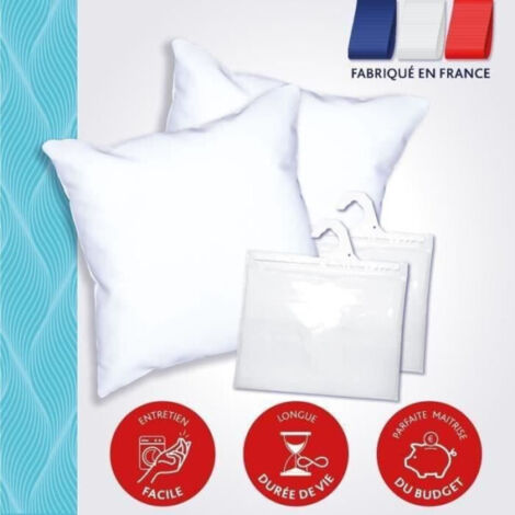 Dodo Pack 2 Oreillers Blancs 60x60cm avec Protège-Oreillers
