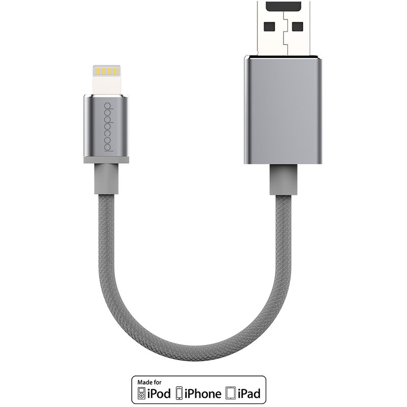 

Dodocool Cable Lightning a USB-A 2.0 de 0.5 pies / 15 cm con ranura para tarjeta Micro SD - Almacenamiento de datos adicional Copia de seguridad y