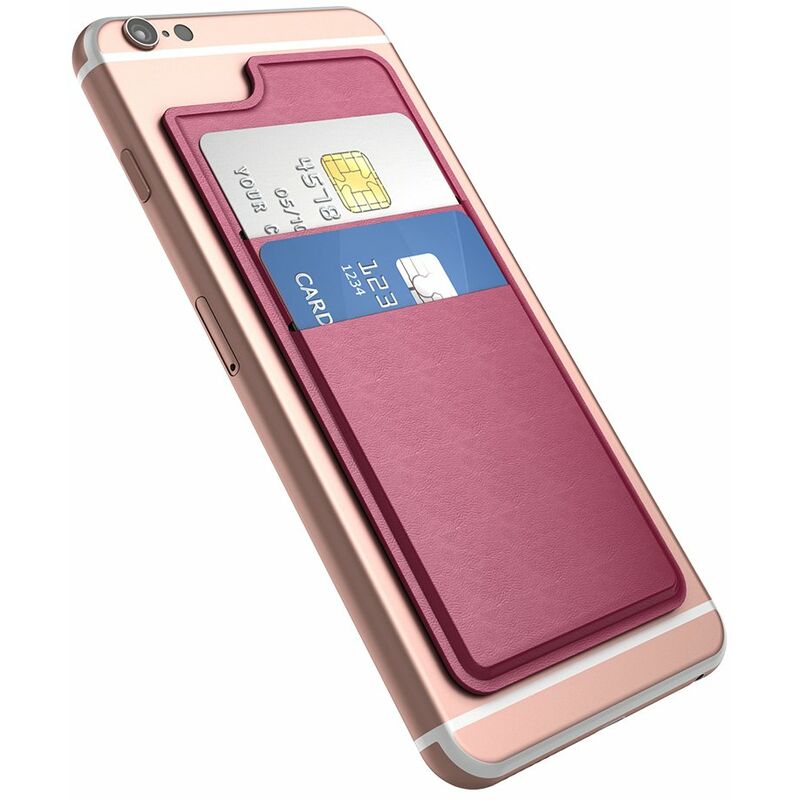 

Tarjetero autoadhesivo ultradelgado para tarjetas de credito con 2 ranuras para iPhone 7 Plus / 7 / 6s Plus / 6s / 6 Plus / 6 Smartphones Rose Red