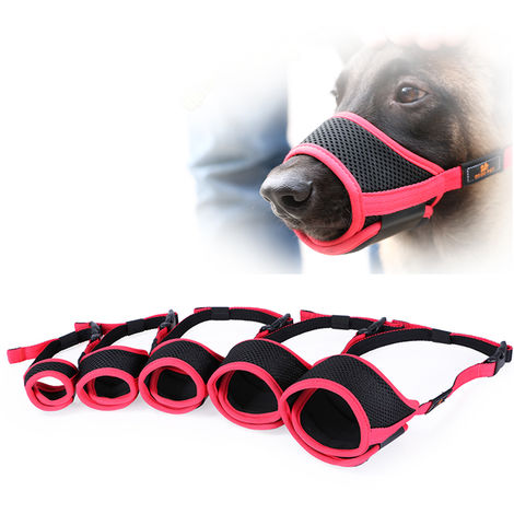 Dog Muzzle Breathable Mesh Mask for Biting Adjustable Cover with Hook & Loop for Dogs Barking and Chewing S,Red 