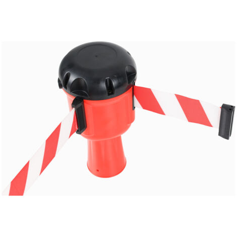 Dönges Gurtabroller mit Absperrband rot weiß 9m passend zu Leitkegel 50cm