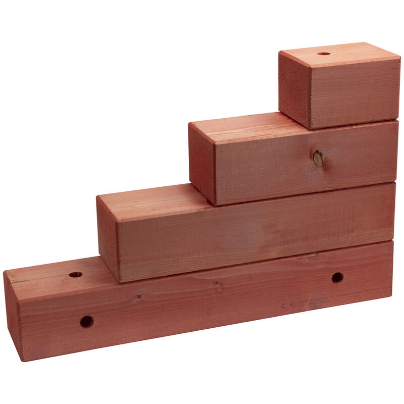 Rüstholz egs, rot lasiert Stufenklotz 40 x 12 x 60 cm - Dönges