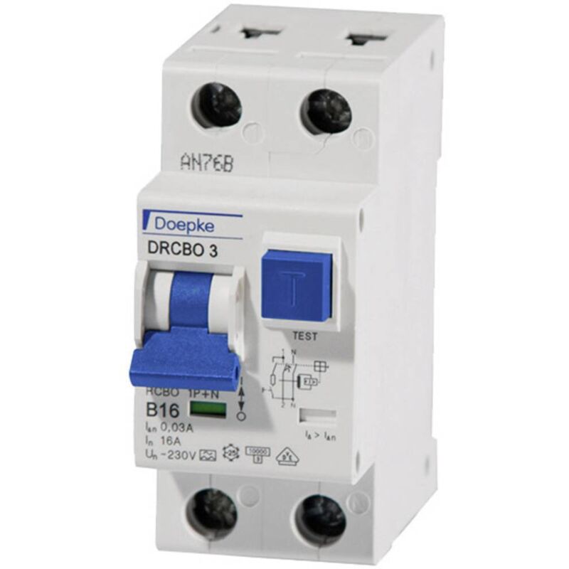 09932104 Interrupteur différentiel/Disjoncteur de protection 1 pôle 16 a 0.03 a 230 v - Doepke