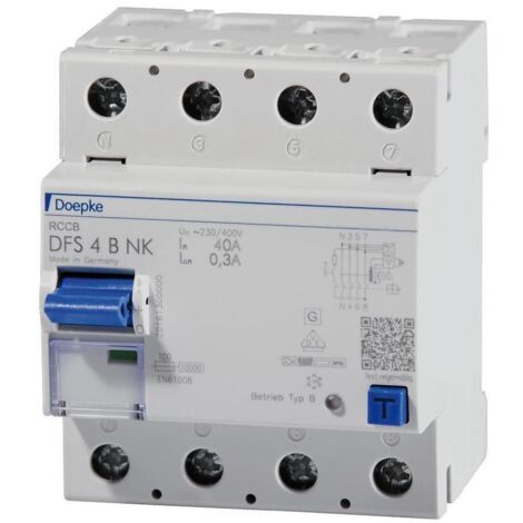 Doepke FI-Schutzschalter B 4p 400V 40A 0,3A 4TE REG DIN-Schiene(REG) 10kA 3kA/stoß DFS4040-4/0,30-BNK