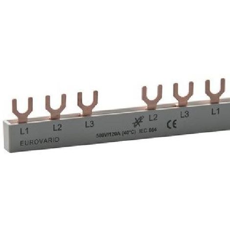 DOEPKE RAIL DE PHASE 3PH 17,5 MM 140 MM 10 MM² 120 A FOURCHE ISOLÉE POUR APPAREILS COMPATIBLES EV-SG3 N.8.120 9920185