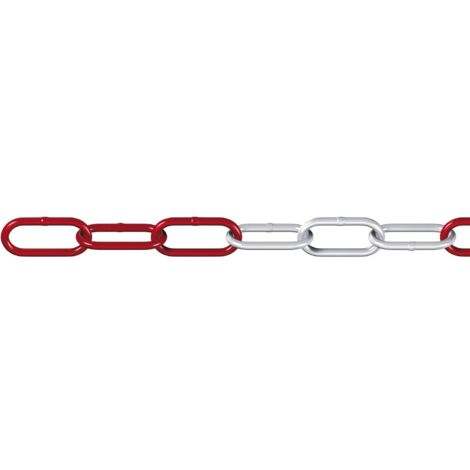 Dörner + Helmer 104455984 acciaio rotondo rosso/bianco, 15 m (diametro 6,0 mm, zincata a caldo, portata massima 160 kg, catena universale, maglie lunghe) 163101, 15m