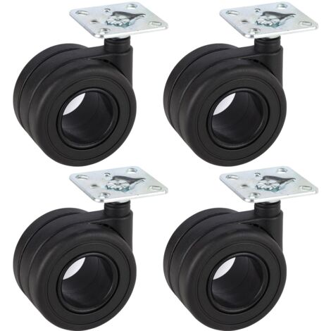 Dörner + Helmer Design Doppelrollen Polyamid - Robuste Lenkrollen 240 kg Tragkraft Möbelrollen Kugelgelagert 65 mm, schwarz