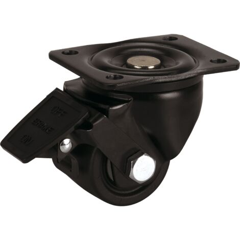 Dörner + Helmer Lenkrolle mit Feststeller & Platte ø 75mm - Möbelrolle belastbar bis 300kg, schwarz