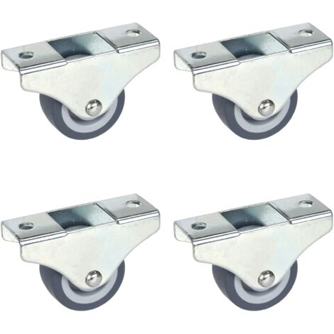 Dörner + Helmer Set di 4 ruote fisse per mobili, 38 mm x 18 mm, portata 135 kg, piccola ruota TPE, fissaggio direzionale