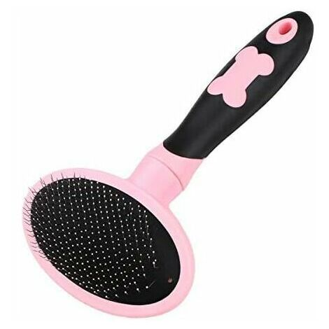 Dog and Cat Grooming Brush Dog and Cat Comb with Long and Short Bristles-Pink