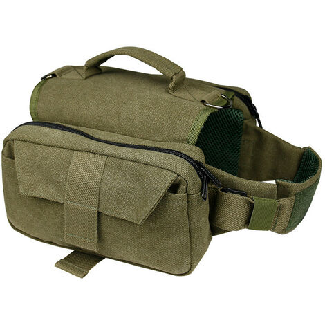 main image of "Dog Backpack for Hiking Nylon Dog Harness Backpack with Side Pockets for Medium and Small Dogs（Army Green）"