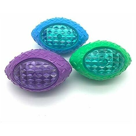 Dog Ball 3 Pcs Durable Dog Rugby Vocal Flash Pet Toy Stretch Teeth Cleaning Molar Playing