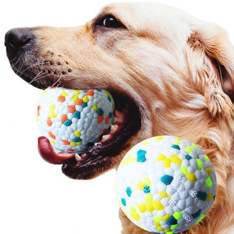 Dog Ball, Rubber Dog Ball, Indestructible Dog Ball, Hard Chew Rubber Toy, Clean Teeth, Play, Train (1 Yellow Dot)