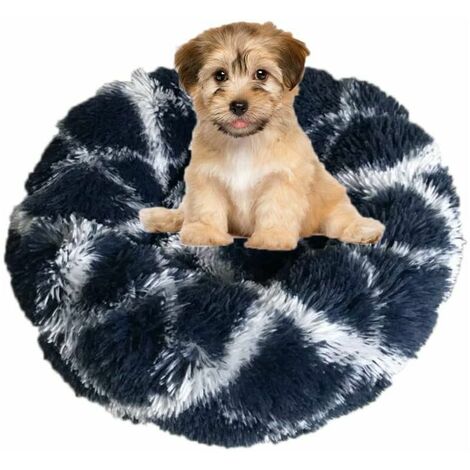 Dog Basket Round Cat Basket Fluffy Pet Bed Cushion Soft and Comfortable, Warm, Waterproof, Non-slip and Washable Dog Cushion Suitable for Cats, Dogs navy blue 40