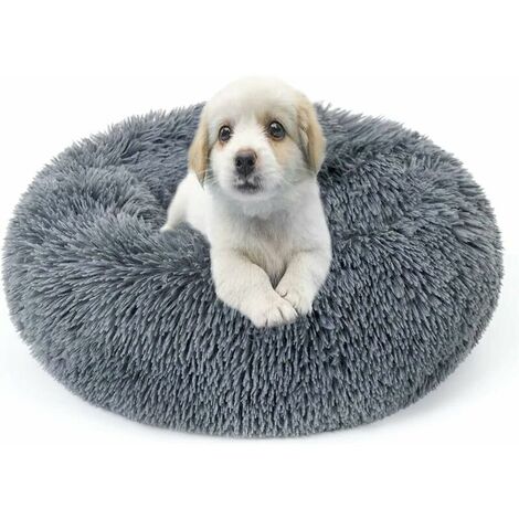 Dog Basket,Cat Bed,Round Dog Basket Cat Cushion Donut Basket, Pet Bed for Cats and Dogs, Cushion for Cats and Small Medium Dogs, Ø60cm Light Gray