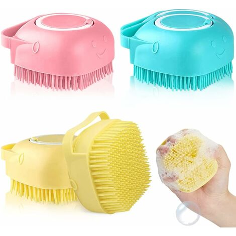 Dog Bath Brush, 4 Pack Soft Silicone Dog Bath Brushes with Shampoo Dispenser Pet Bath Brush for Dogs and Cats