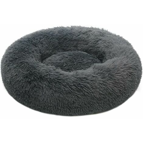 Dog Bed 40CM Cat Bed Washable Dog Bed Non-Slip Round Plush Pet Bed Round Cushion for Cat Dog (Light Gray)