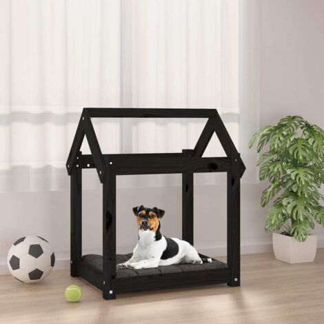 Dog Bed Black 61x50x70 cm Solid Wood Pine vidaXL