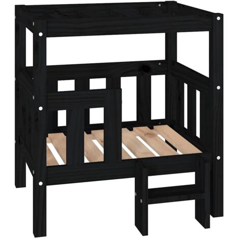 Dog Bed Black 65.5x50.5x70 cm Solid Wood Pine vidaXL