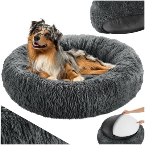 Dog Bed Maja - round with long plush, thick padding with raised edge, washable & non-slip - Dog bed, Pet bed, Puppy bed - Ø 60 cm
