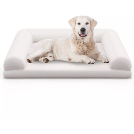 Dog Bed Medium Small Dogs Egg-Foam Dog Crate Bed w/ 3-Side Bolster