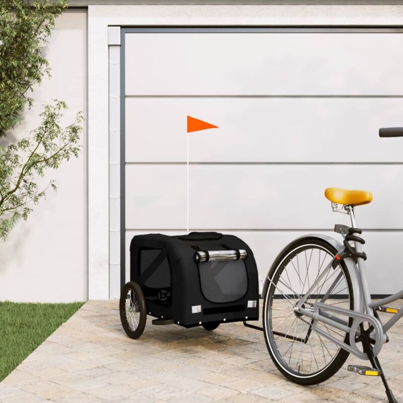 Pet Bike Trailer Black Oxford Fabric And Iron Vidaxl