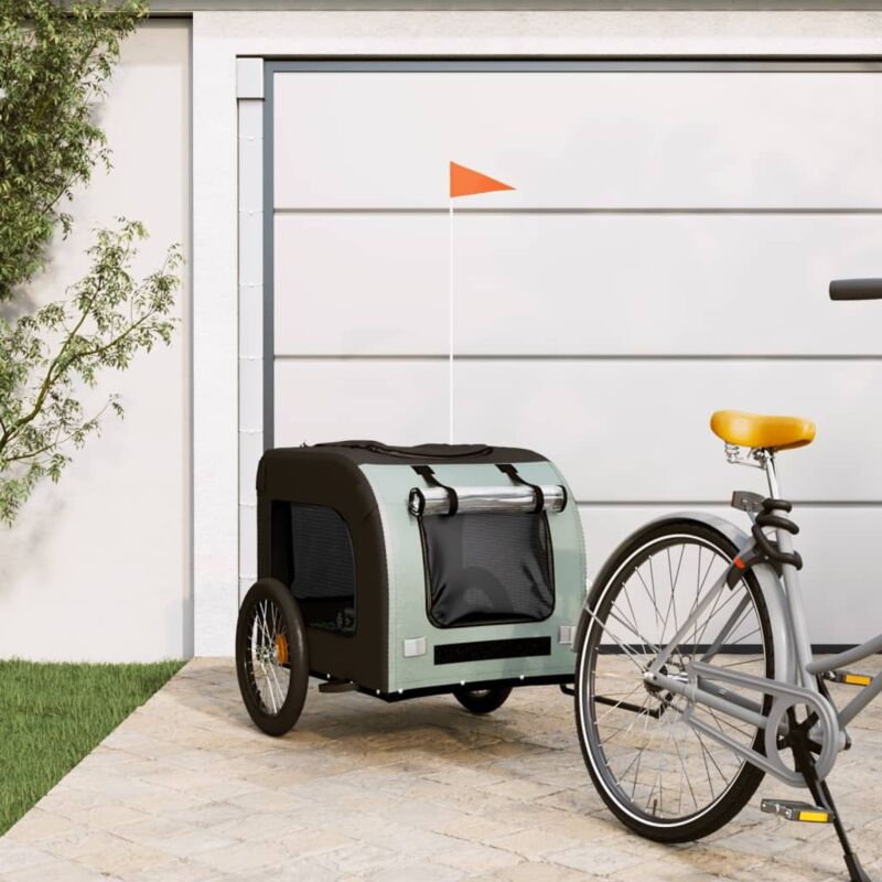 Pet Bike Trailer Grey And Black Oxford Fabric&iron Vidaxl