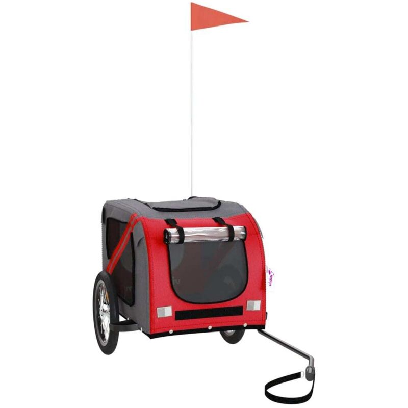 Pet Bike Trailer Red And Grey Oxford Fabric And Iron Vidaxl