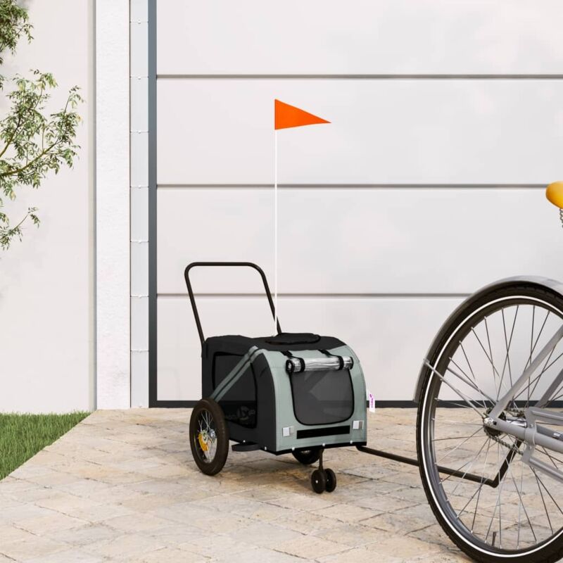 Pet Bike Trailer Grey And Black Oxford Fabric And Iron Vidaxl