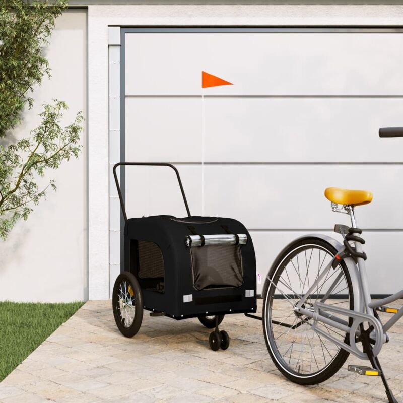 Pet Bike Trailer Black Oxford Fabric And Iron Vidaxl